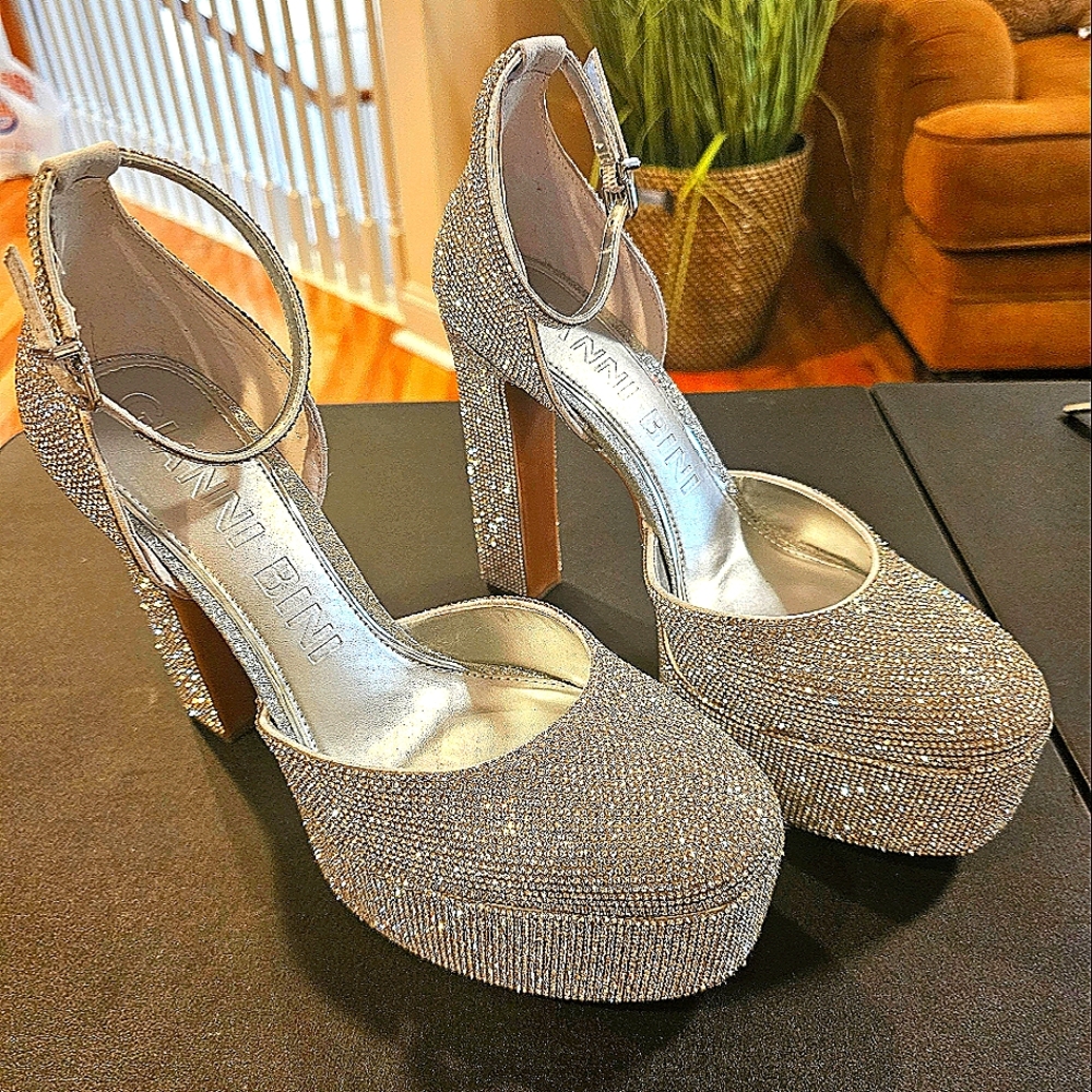 Silver Glitter Heels